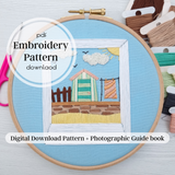 Beach Huts ~ PDF Embroidery Pattern