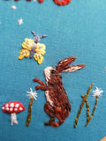 6" Name hoop, Needle Painted Fox & Hare - Custom/Bespoke Hoop Art Gallery