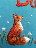 6" Name hoop, Needle Painted Fox & Hare - Custom/Bespoke Hoop Art Gallery