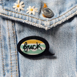 "FUCK" - Black Speech Bubble Badge - Hand Embroidered Wearable