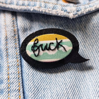 "FUCK" - Black Speech Bubble Badge - Hand Embroidered Wearable