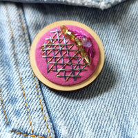 "Amethyst Crystal Galaxy Badge" - Badge - Hand Embroidered Wearable