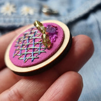 "Amethyst Crystal Galaxy Badge" - Badge - Hand Embroidered Wearable