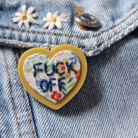 "FUCK OFF" - Badge - Hand Embroidered Wearable