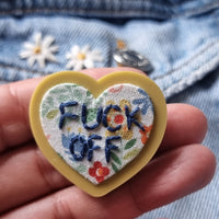 "FUCK OFF" - Badge - Hand Embroidered Wearable