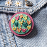 "FULL OF HEARTS" - Badge - Hand Embroidered Wearable