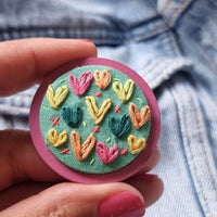 "FULL OF HEARTS" - Badge - Hand Embroidered Wearable