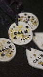 Calm Clay Collection - Mindful Moments – Gold Leaf, hand stamped, hand stitched, beads & felt‑backed for sensory calm - Ready to buy