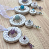 Calm Clay Collection - Crystal Dream Catchers – Gold Leaf, hand stitched, beads for sensory calm - Ready to buy