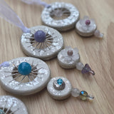 Calm Clay Collection - Crystal Dream Catchers – Gold Leaf, hand stitched, beads for sensory calm - Ready to buy
