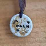 Calm Clay Collection - Mindful Moments – Gold Leaf, hand stamped, hand stitched, beads & felt‑backed for sensory calm - Ready to buy