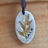 Calm Clay Collection - Mindful Moments – Gold Leaf, hand stamped, hand stitched, beads & felt‑backed for sensory calm - Ready to buy