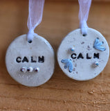 Calm Clay Collection - Mindful Moments – Gold Leaf, hand stamped, hand stitched, beads & felt‑backed for sensory calm - Ready to buy