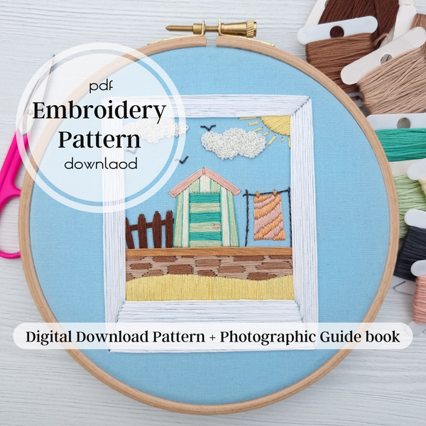 Beach Huts ~ PDF Embroidery Pattern Download