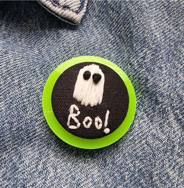 “BOO BADGES" - Badge - Hand Embroidered Wearable