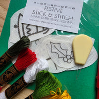 Festive Stash Box - Hand Embroidery Mini Kit materials