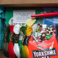 Festive Stash Box - Hand Embroidery Mini Kit materials