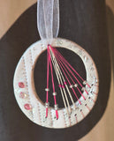 Pink Rays - Calm Clay Collection - Crystal beads –  hand stamped, hand stitched, beads - Ready to buy