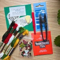 Festive Stash Box - Hand Embroidery Mini Kit materials