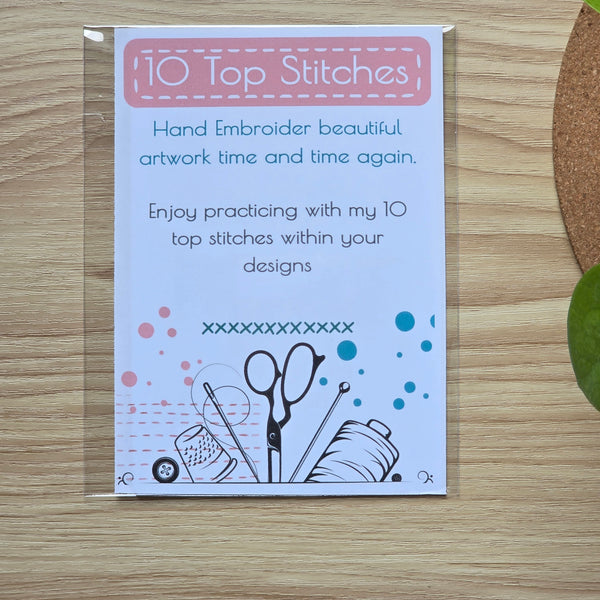 10 Top Stitches Instruction booklet/guide - Stick & Stitch Guide -PDF Download