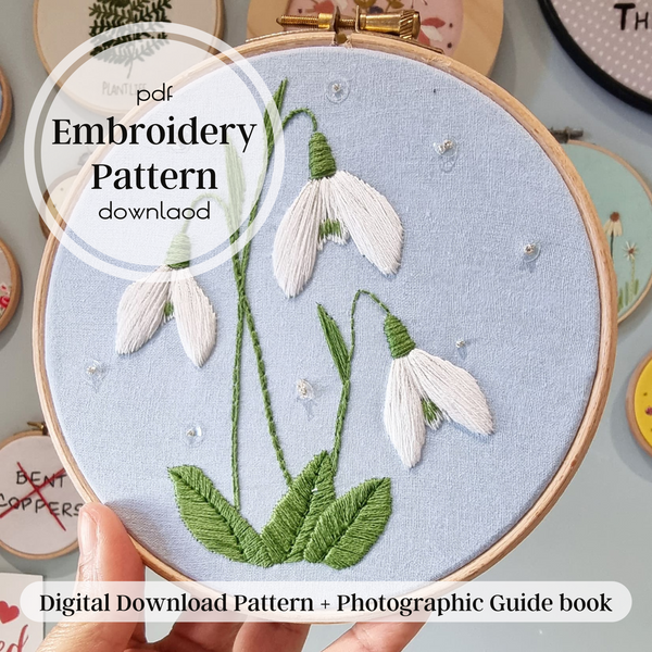 Snowdrops ~ PDF Embroidery Pattern Download