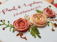 6" 'Peach, Red, Green' - Custom Wedding Hoop Art