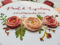 6" 'Peach, Red, Green' - Custom Wedding Hoop Art