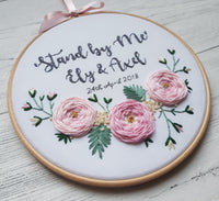 8" 'Large Roses and Quote' - Custom Wedding Hoop Art