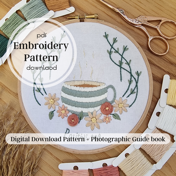 Positivitea ~ PDF Embroidery Pattern Download