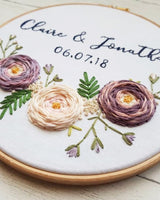 8" 'Large Roses' - Custom Wedding Hoop Art