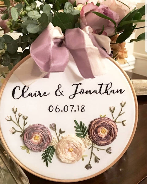 8" 'Large Roses' - Custom Wedding Hoop Art