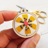 'Mustard Daisy' Badge - Hand Embroidered Wearable