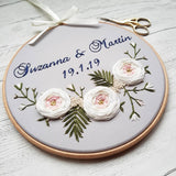 8" 'Large Roses' - Custom Wedding Hoop Art