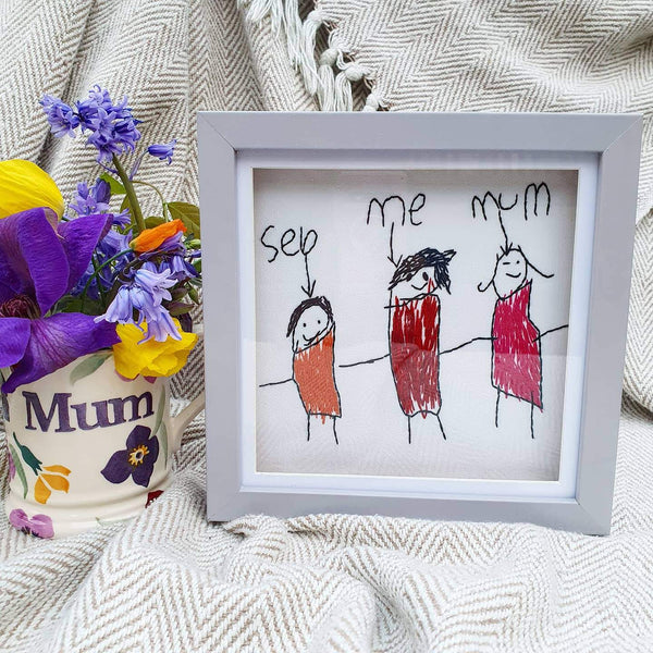 Framed Family Portrait 20x20cm ~ Children's Drawing Keepsake