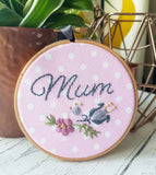 4" Mum, Scandi flowers - Custom Family Hoop Art