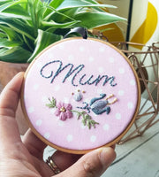 4" Mum, Scandi flowers - Custom Family Hoop Art