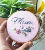 4" Mum, Scandi flowers - Custom Family Hoop Art