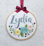 6" Floral Custom Name Hoop -Nursery Decor Children's Bedroom