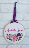 6" Floral Cluster Custom Name Hoop -Nursery Decor Children's Bedroom