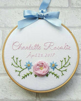 6" Single Rose Custom Name Hoop -Nursery Decor Children's Bedroom