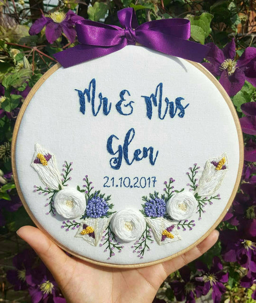 8" Personalised Wedding Hoop Art