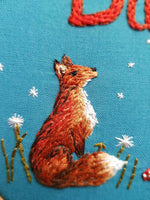 6" Name hoop, Needle Painted Fox & Hare - Custom/Bespoke Hoop Art Gallery